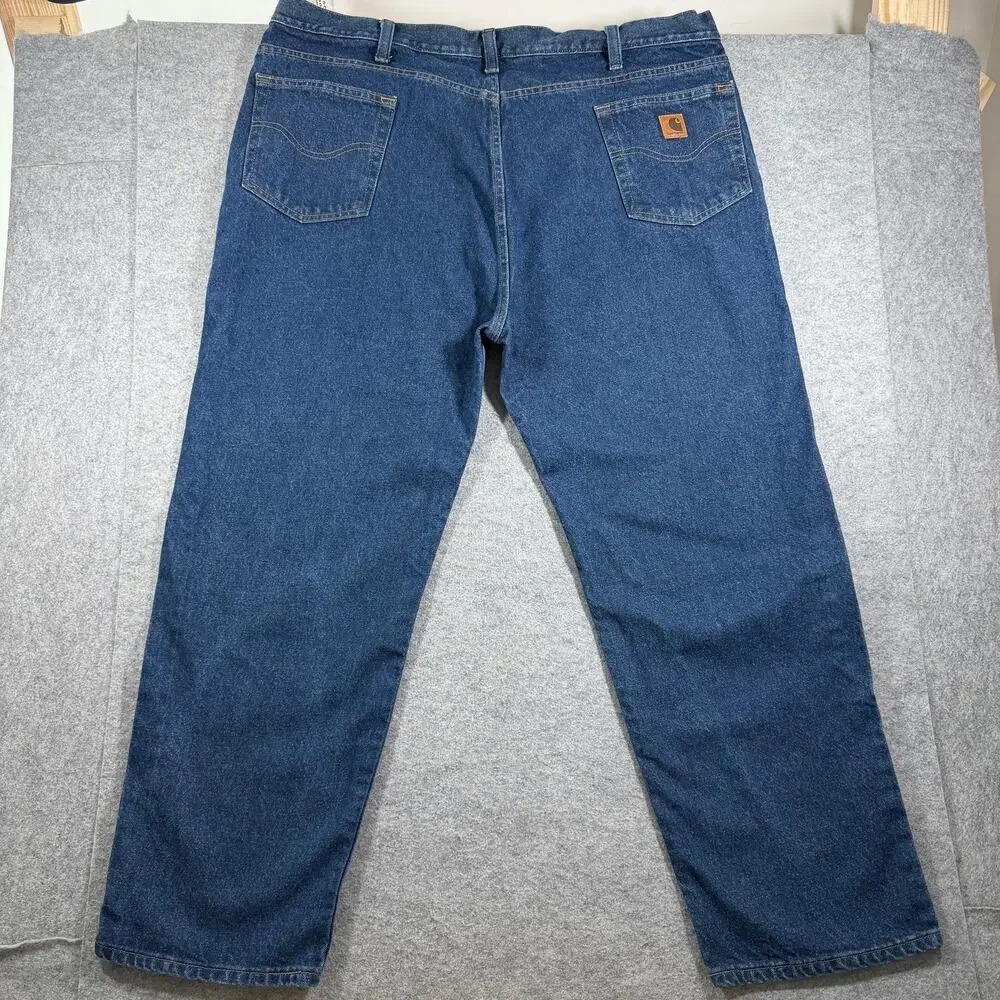 Carhartt Relaxed Fit Jeans Men 46x30 Dark Blue Denim Heavy Duty Workwear Durable